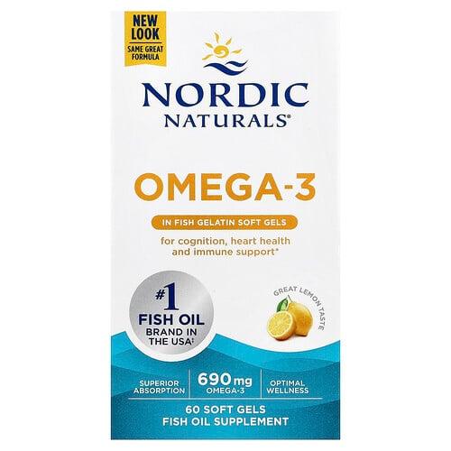 노르딕 네츄럴 프로페셔날 Nordic Naturals, 오메가3, 레몬, 소프트젤 60정(소프트젤당 345mg) 상품 이미지