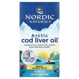 노르딕 네츄럴 프로페셔날 Nordic Naturals, Arctic Cod Liver Oil™, 레몬 맛, 소프트젤 90정