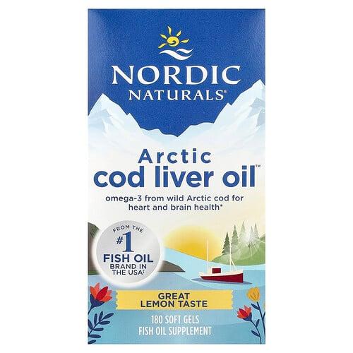 노르딕 네츄럴 프로페셔날 Nordic Naturals, Arctic Cod Liver Oil™, 레몬 맛, 소프트젤 180정 상품 이미지