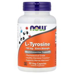나우푸드 NOW Foods, L-티로신, 750mg, 베지 캡슐 90정