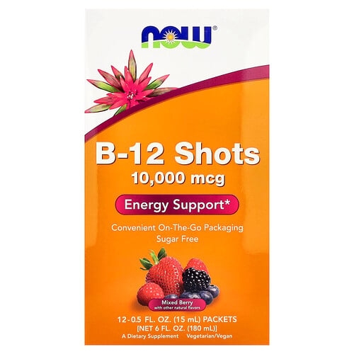나우푸드 NOW Foods, B-12 샷, 믹스 베리, 12팩, 각 15ml(0.5fl oz) 상세 이미지