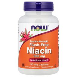 나우푸드 NOW Foods, 홍조 무함유 니아신, 500mg, 베지 캡슐 90정