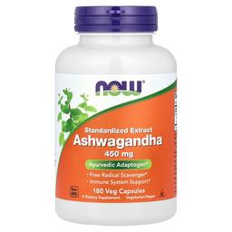 나우푸드 NOW Foods, 표준화된 아슈와간다 추출물, 450mg, 베지 캡슐 180정