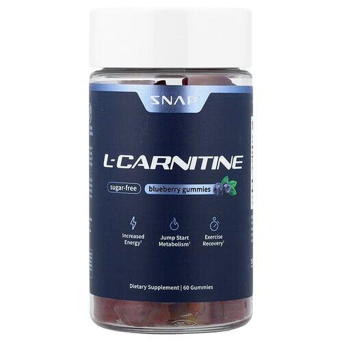 스냅 서플리먼츠 Snap Supplements, l-카르니틴 구미젤리, 블루베리, 무설탕, 구미젤리 60개(구미젤리 1개당 250mg) 상품 이미지