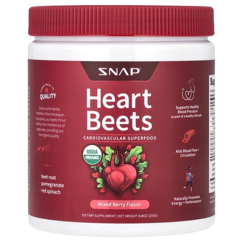 스냅 서플리먼츠 Snap Supplements, 하트 비트, 믹스 베리, 250g(8.8oz) 상세 이미지
