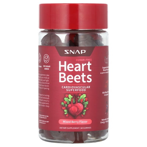 스냅 서플리먼츠 Snap Supplements, 하트 비트, 믹스 베리, 구미젤리 60개 상세 이미지