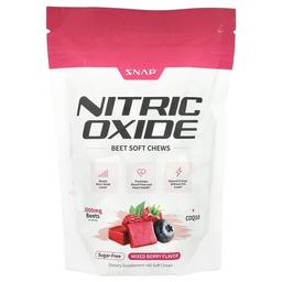 스냅 서플리먼츠 Snap Supplements, 산화질소 비트 소프트 츄, 무설탕, 믹스 베리, 소프트 츄 60개