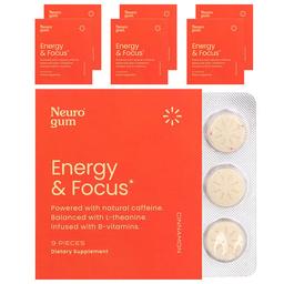뉴로검 NeuroGum, 에너지 및 집중력 향상, 시나몬, 6팩, 각 9개