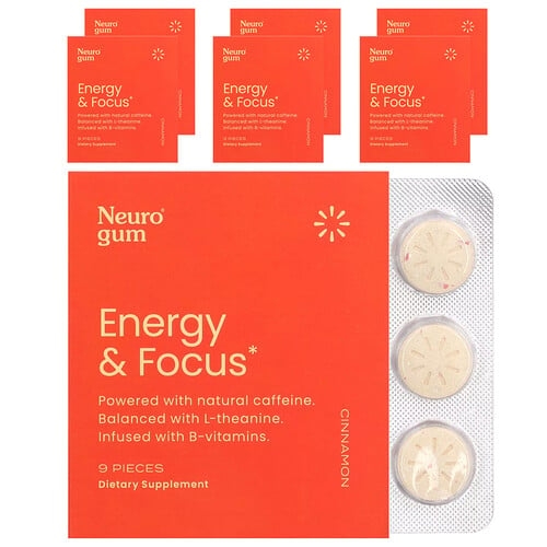 뉴로검 NeuroGum, 에너지 및 집중력 향상, 시나몬, 6팩, 각 9개 상세 이미지