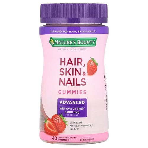 네이쳐스 바우티 Nature's Bounty, Optimal Solutions®, 모발, 피부, 손발톱 구미젤리, 딸기 맛, 구미젤리 40개 상세 이미지