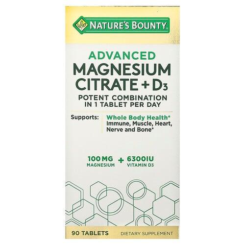 네이쳐스 바우티 Nature's Bounty, 어드밴스드 마그네슘시트레이트 + D3, 90정 상품 이미지