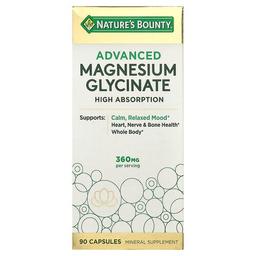 네이쳐스 바우티 Nature's Bounty, 어드밴스드 마그네슘 글리시네이트, 높은 흡수율, 캡슐 90정(캡슐 1정당 120mg)