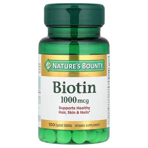 네이쳐스 바우티 Nature's Bounty, 바이오틴, 1,000 mcg, 코팅된 정제 100 알 상품 이미지