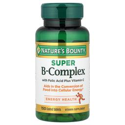 네이쳐스 바우티 Nature's Bounty, 엽산 및 비타민C 함유 슈퍼 B-복합체, 코팅정 150정