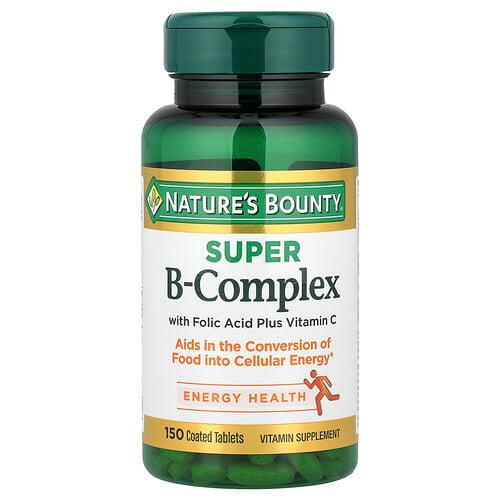 네이쳐스 바우티 Nature's Bounty, 엽산 및 비타민C 함유 슈퍼 B-복합체, 코팅정 150정 상품 이미지