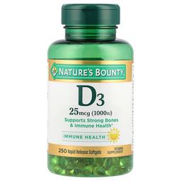 네이쳐스 바우티 Nature's Bounty, 비타민D3, 25mcg(1,000IU), 속방형 소프트젤 250정