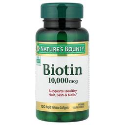 네이쳐스 바우티 Nature's Bounty, 비오틴, 10,000 mcg, 빠르게 방출되는 소프트젤 120정