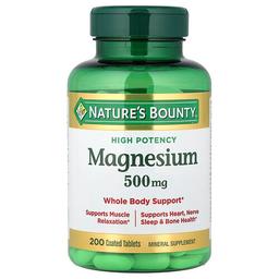 네이쳐스 바우티 Nature's Bounty, 마그네슘, 고효능, 500mg, 코팅 정제 200정