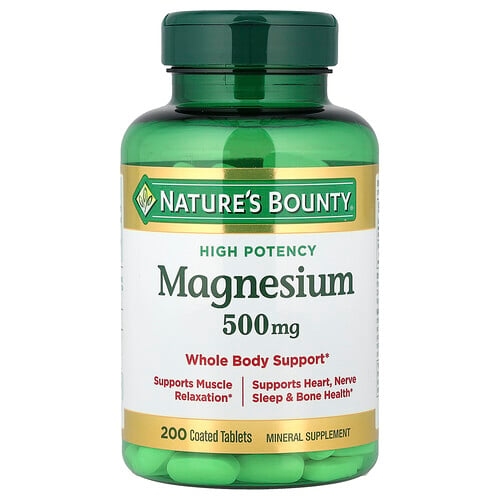 네이쳐스 바우티 Nature's Bounty, 마그네슘, 고효능, 500mg, 코팅 정제 200정 상세 이미지