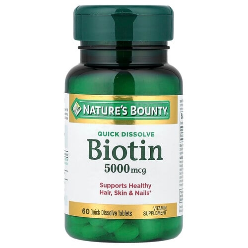 네이쳐스 바우티 Nature's Bounty, 비오틴, 딸기 맛, 5,000mcg, 빠르게 용해되는 정제 60정 상세 이미지