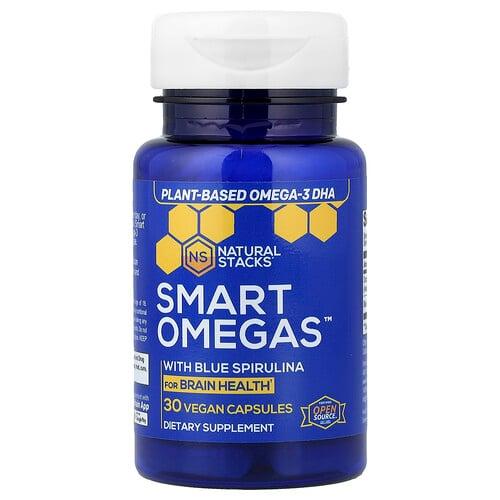 Natural Stacks, Smart Omegas™, 블루 스피룰리나 함유, 비건 캡슐 30정 상품 이미지