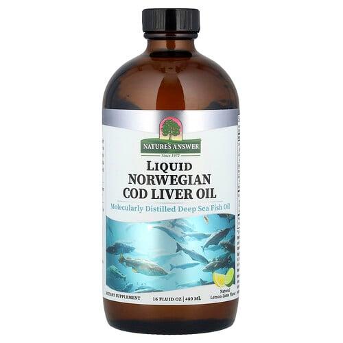 네이쳐스 엔서 Nature's Answer, 액상 노르웨이산 대구 간유, 천연 레몬-라임, 480ml(16fl oz) 상품 이미지