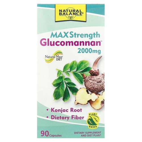 네츄럴 발란스 Natural Balance, Glucomannan™, 맥시멈 스트렝스, 캡슐 90정(캡슐 1정당 666mg) 상세 이미지