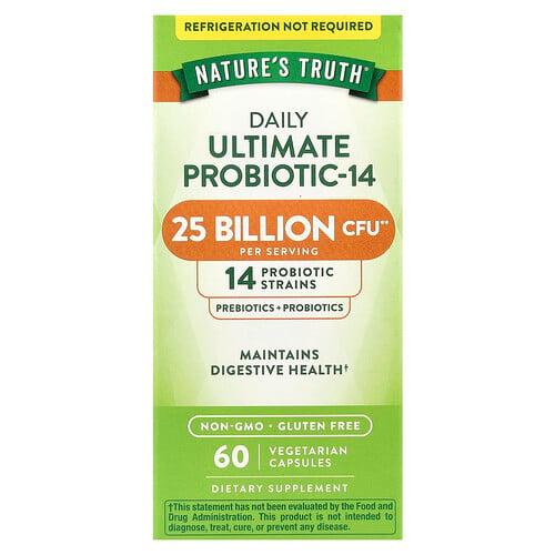 네이쳐스 트루 Nature's Truth, 데일리 얼티밋 프로바이오틱-14, 250억CFU, 베지 캡슐 60정 상품 이미지