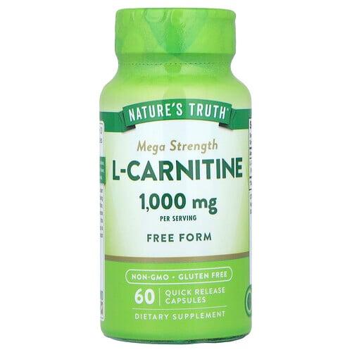 네이쳐스 트루 Nature's Truth, L-카르니틴, 메가 스트렝스, 빠른 방출 캡슐 60정(캡슐 1정당 500mg) 상품 이미지