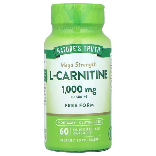 네이쳐스 트루 Nature's Truth, L-카르니틴, 메가 스트렝스, 빠른 방출 캡슐 60정(캡슐 1정당 500mg) 상세 이미지