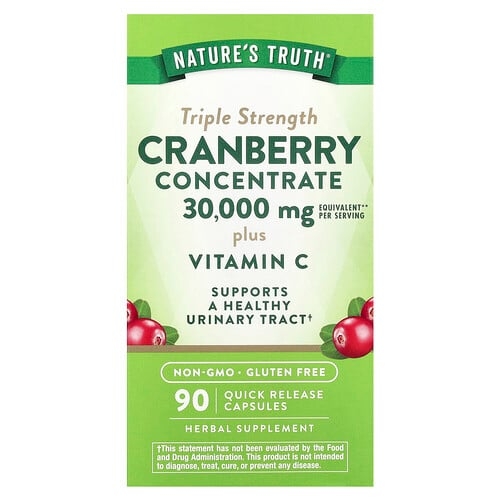 네이쳐스 트루 Nature's Truth, 3배 강도 크랜베리 농축물 + 비타민C, 30,000mg, 빠른 방출 캡슐 90정(캡슐 1정당 15,000mg) 상세 이미지