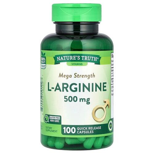 네이쳐스 트루 Nature's Truth, L-알지닌, 500mg, 빠른 방출 캡슐 100정 상품 이미지