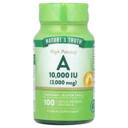 네이쳐스 트루 Nature's Truth, 비타민A, 고효능, 3,000mcg(10,000IU), 빠른 방출 소프트젤 100정