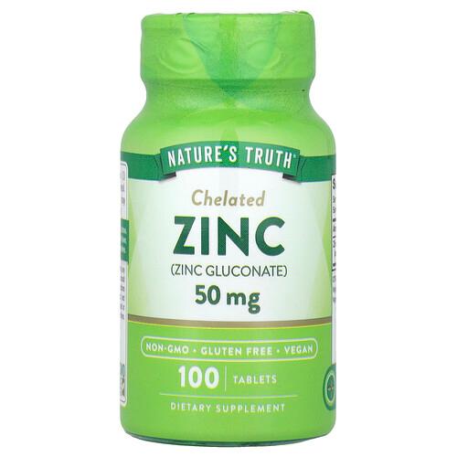 네이쳐스 트루 Nature's Truth, 킬레이트화 아연, 50mg, 100정 상품 이미지