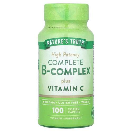 네이쳐스 트루 Nature's Truth, 컴플리트 B-복합체 플러스 비타민C, 고효능, 코팅 정제 100정 상품 이미지