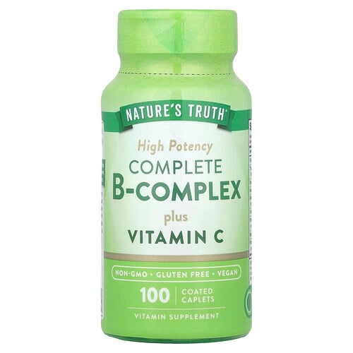 네이쳐스 트루 Nature's Truth, 컴플리트 B-복합체 플러스 비타민C, 고효능, 코팅 정제 100정 상세 이미지