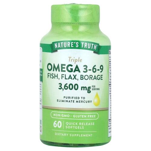 네이쳐스 트루 Nature's Truth, 트리플 오메가3-6-9, 생선, 아마, 보리지, 빠른 방출 소프트젤 60정 상품 이미지