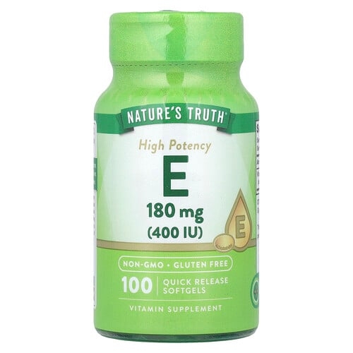 네이쳐스 트루 Nature's Truth, 비타민E, 고효능, 180mg(400IU), 빠른 방출 소프트젤 100정 상세 이미지