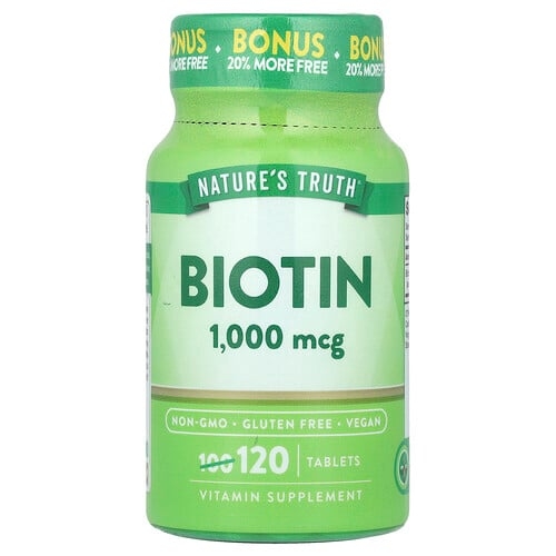 네이쳐스 트루 Nature's Truth, 비오틴, 1,000mcg, 120정 상세 이미지