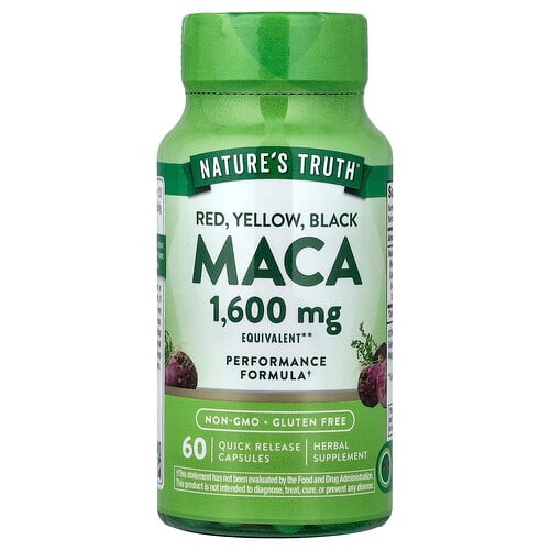 네이쳐스 트루 Nature's Truth, 레드, 옐로우, 블랙 마카, 1,600mg, 빠른 방출 캡슐 60정 상세 이미지