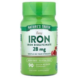 네이쳐스 트루 Nature's Truth, Easy Iron, 28mg, 빠른 방출 캡슐 90정