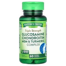 네이쳐스 트루 Nature's Truth, 글루코사민 콘드로이틴 MSM 및 강황 복합체, 3배 강도, 코팅 정제 60정