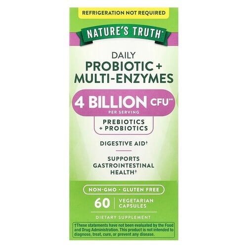 네이쳐스 트루 Nature's Truth, 일일 프로바이오틱 + 종합 효소, 베지 캡슐 60정 상세 이미지