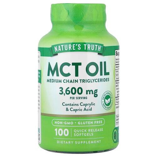 네이쳐스 트루 Nature's Truth, MCT 오일, 빠른 방출 소프트젤 100정(소프트젤 1정당 1,200mg) 상품 이미지