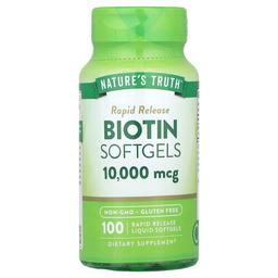 네이쳐스 트루 Nature's Truth, 비오틴, 10,000mcg, 속방형 액상 소프트젤 100정