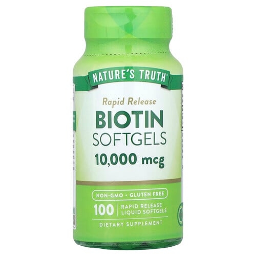 네이쳐스 트루 Nature's Truth, 비오틴, 10,000mcg, 속방형 액상 소프트젤 100정 상세 이미지