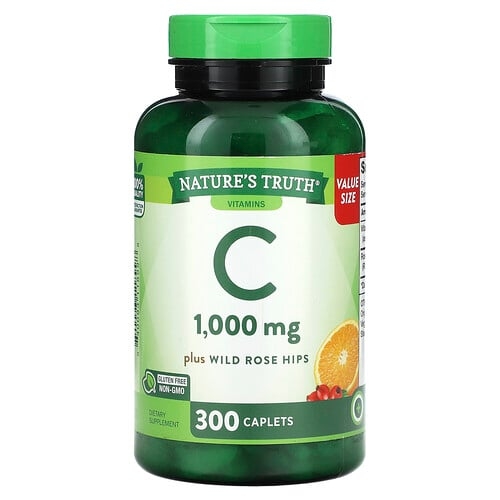 네이쳐스 트루 Nature's Truth, 비타민C 플러스 와일드 로즈힙, 1,000mg, 300정 상세 이미지