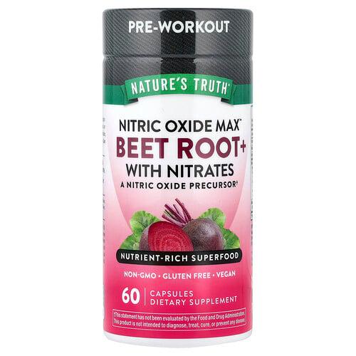 네이쳐스 트루 Nature's Truth, 산화질소, 비트 뿌리+, 질산염 함유, 베지 캡슐 60정 상품 이미지