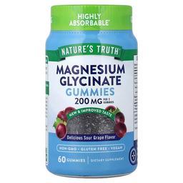 네이쳐스 트루 Nature's Truth, 글리신마그네슘 구미젤리, 맛있고 새콤한 포도 맛, 구미젤리 60개