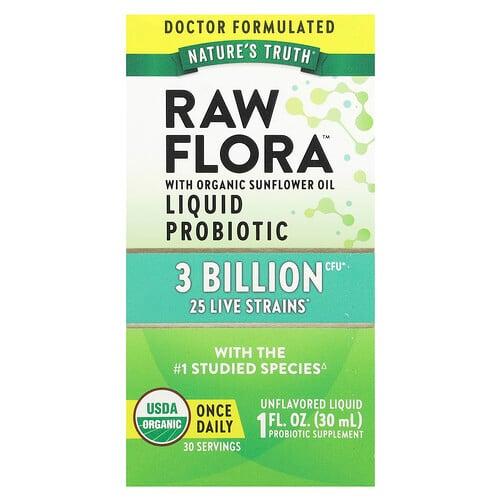 네이쳐스 트루 Nature's Truth, Raw Flora™ 액상 프로바이오틱, 무맛, 30억CFU, 30ml(1fl oz) 상품 이미지